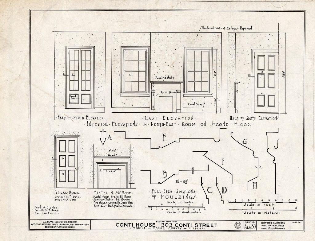 Blueprint HABS ALA,49-MOBI,39- (Sheet 10 of 10) - Rider House, 303 Conti Street, Mobile, Mobile County, AL