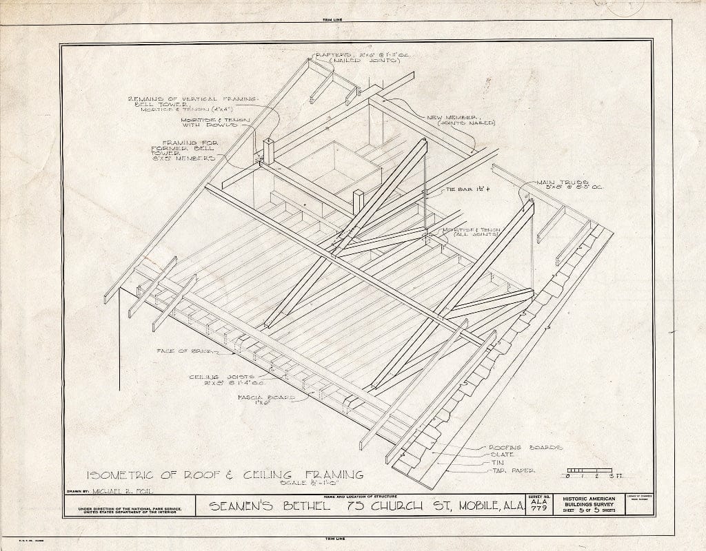 Blueprint HABS ALA,49-MOBI,115- (Sheet 5 of 5) - Seamen's Bethel, 75 Church Street (Moved to 307 University Boulevard), Mobile, Mobile County, AL