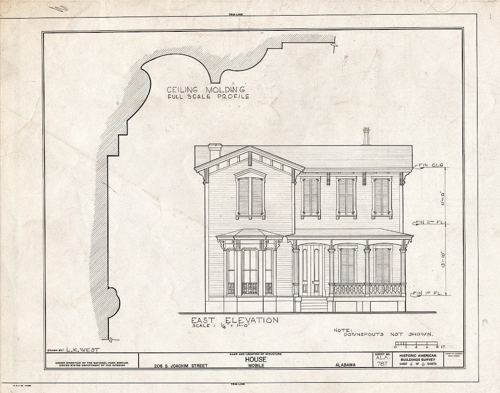 Blueprint HABS ALA,49-MOBI,120- (Sheet 4 of 6) - 208 South Joachim Street (House), Mobile, Mobile County, AL