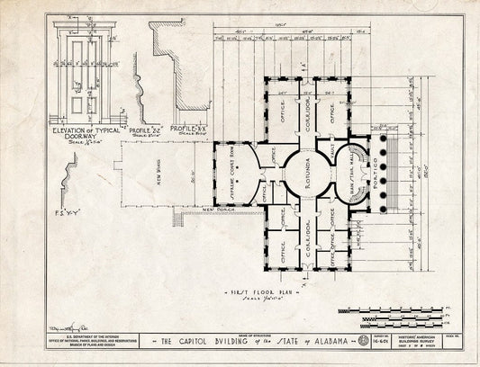 Blueprint HABS ALA,51-MONG,1- (Sheet 1 of 8) - Alabama State Capitol, Dexter Avenue, Montgomery, Montgomery County, AL