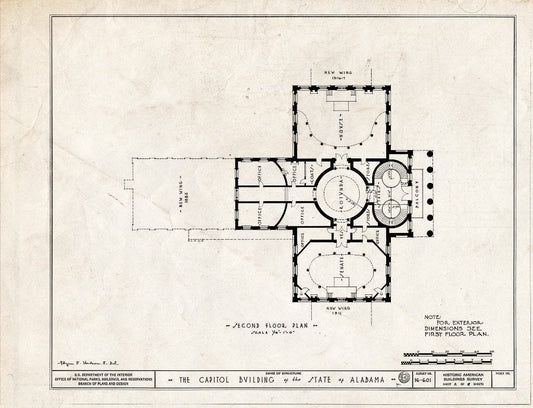 Blueprint HABS ALA,51-MONG,1- (Sheet 2 of 8) - Alabama State Capitol, Dexter Avenue, Montgomery, Montgomery County, AL