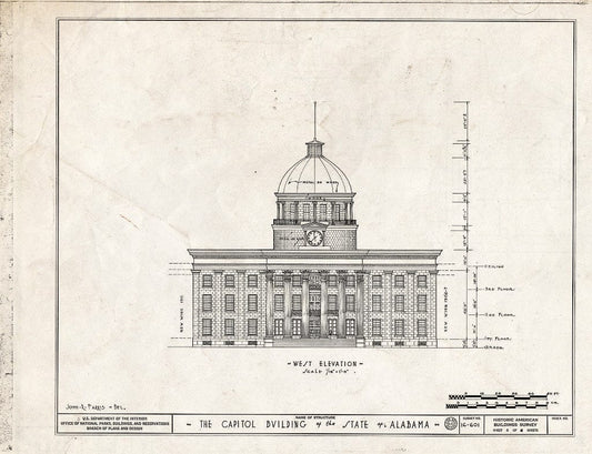 Blueprint HABS ALA,51-MONG,1- (Sheet 3 of 8) - Alabama State Capitol, Dexter Avenue, Montgomery, Montgomery County, AL