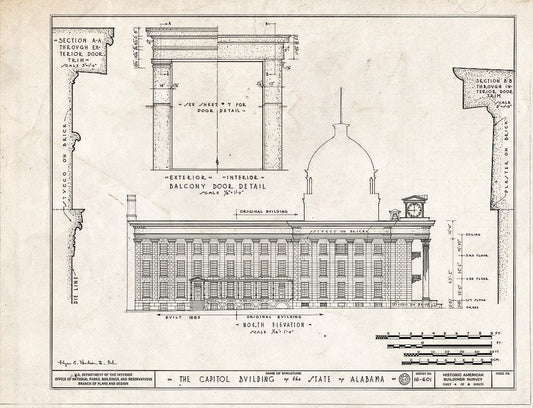 Blueprint HABS ALA,51-MONG,1- (Sheet 4 of 8) - Alabama State Capitol, Dexter Avenue, Montgomery, Montgomery County, AL