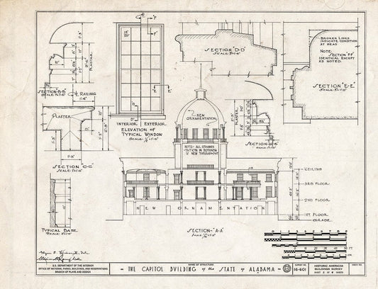 Blueprint HABS ALA,51-MONG,1- (Sheet 5 of 8) - Alabama State Capitol, Dexter Avenue, Montgomery, Montgomery County, AL
