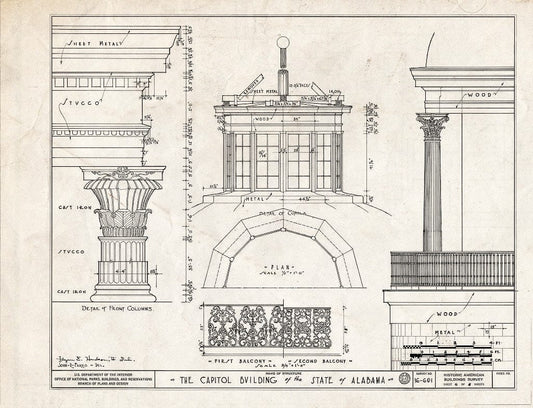 Blueprint HABS ALA,51-MONG,1- (Sheet 6 of 8) - Alabama State Capitol, Dexter Avenue, Montgomery, Montgomery County, AL