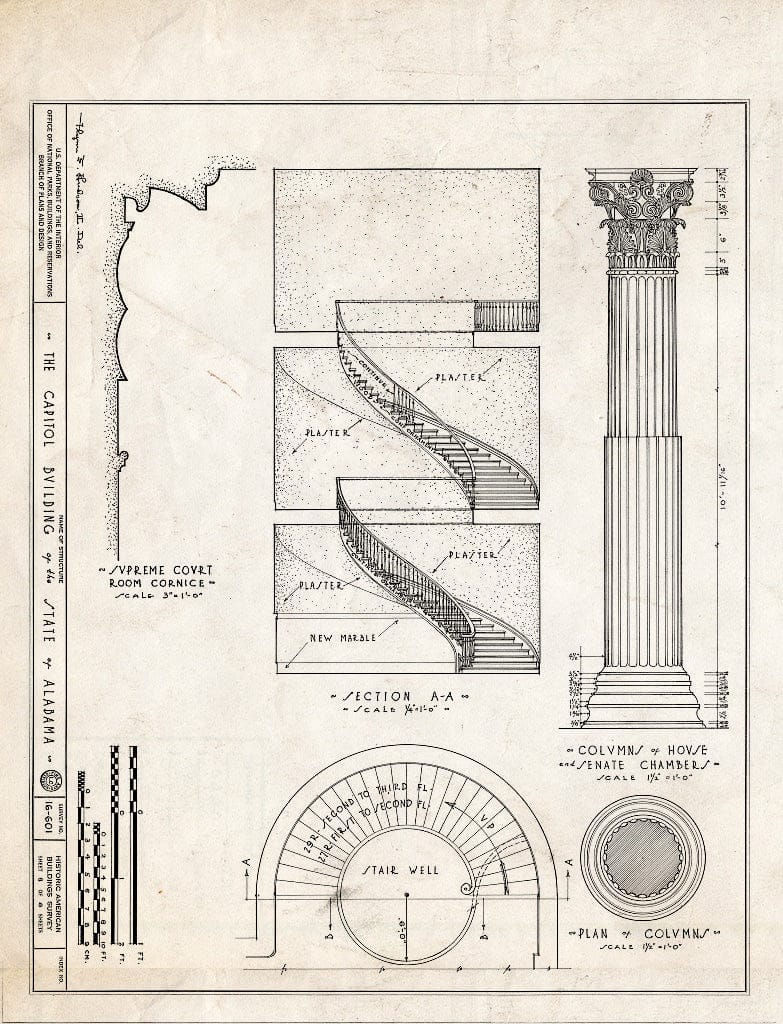 Blueprint HABS ALA,51-MONG,1- (Sheet 8 of 8) - Alabama State Capitol, Dexter Avenue, Montgomery, Montgomery County, AL