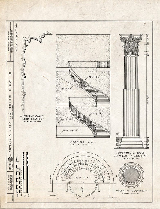 Blueprint HABS ALA,51-MONG,1- (Sheet 8 of 8) - Alabama State Capitol, Dexter Avenue, Montgomery, Montgomery County, AL