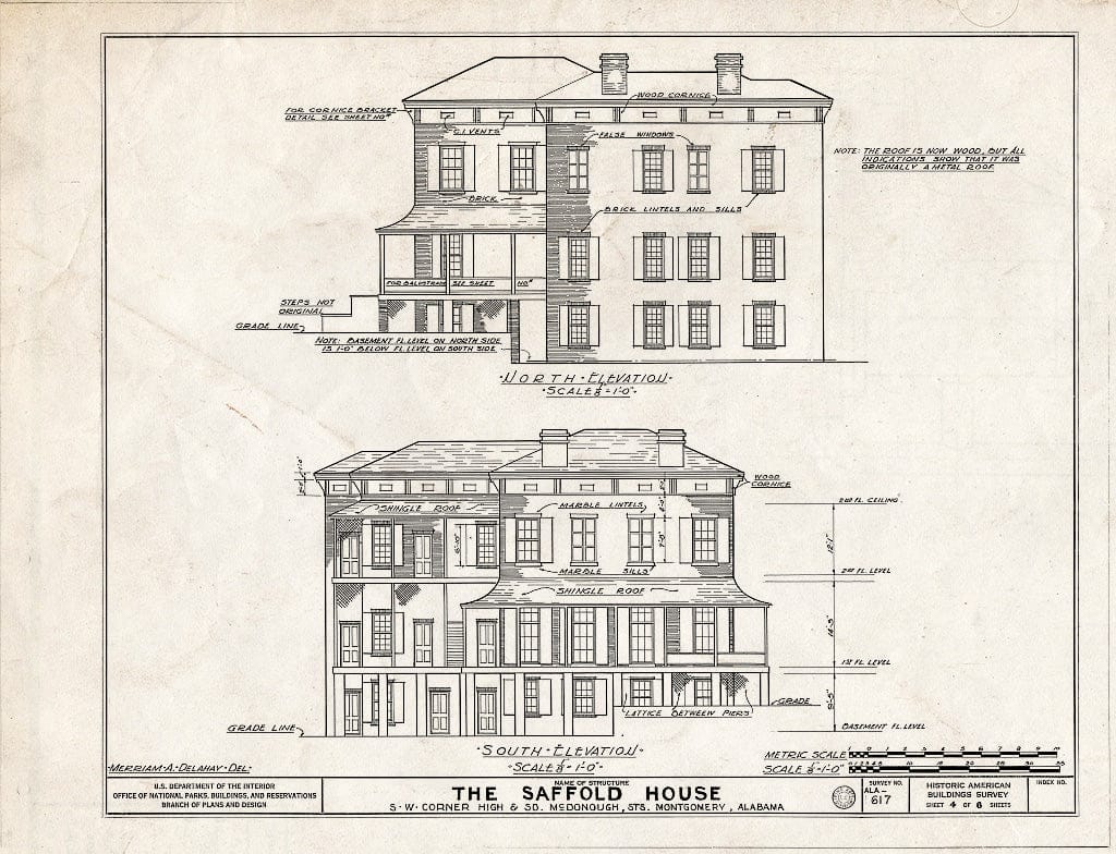 Blueprint HABS ALA,51-MONG,12- (Sheet 4 of 6) - Fitzpatrick-Saffold House, 442 South McDonough Street, Montgomery, Montgomery County, AL