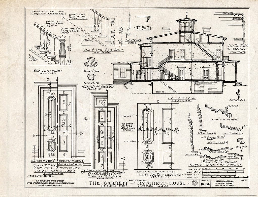 Blueprint HABS ALA,51-MONG,14- (Sheet 4 of 6) - Garrett-Hatchett House, 313 Catoma Street, Montgomery, Montgomery County, AL