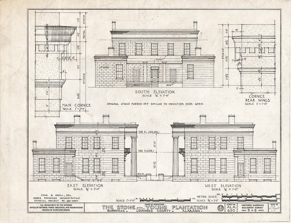 Blueprint HABS ALA,51-MONG.V,1- (Sheet 5 of 9) - Stone-Young-Baggett House, County Road 54 (Old Selma Road), Montgomery, Montgomery County, AL