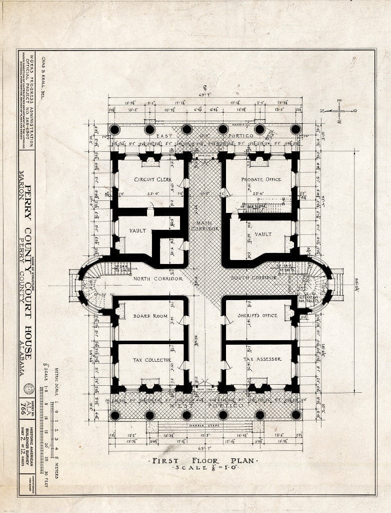 Blueprint HABS ALA,53-MARI,1- (sheet 2 of 12) - Perry County Court House, Square bounded by State Highway 5, Main Street, Greensboro Avenue & East Street, Marion, Perry County, AL
