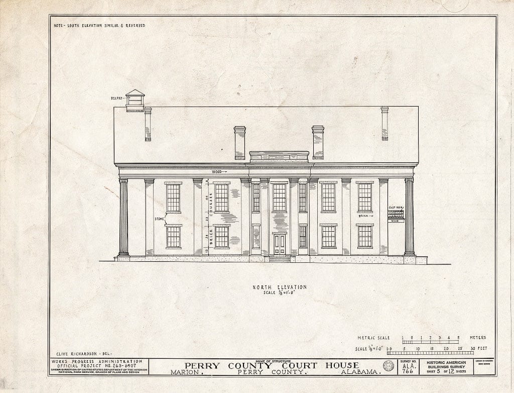 Blueprint HABS ALA,53-MARI,1- (sheet 5 of 12) - Perry County Court House, Square bounded by State Highway 5, Main Street, Greensboro Avenue & East Street, Marion, Perry County, AL