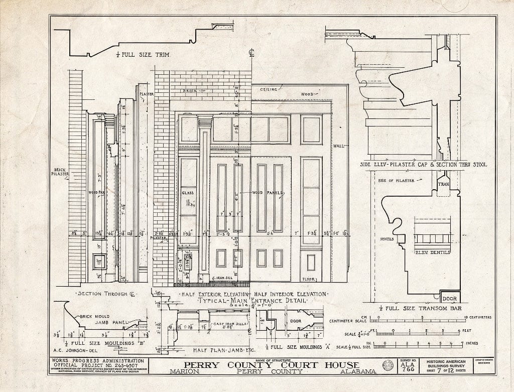 Blueprint HABS ALA,53-MARI,1- (sheet 7 of 12) - Perry County Court House, Square bounded by State Highway 5, Main Street, Greensboro Avenue & East Street, Marion, Perry County, AL