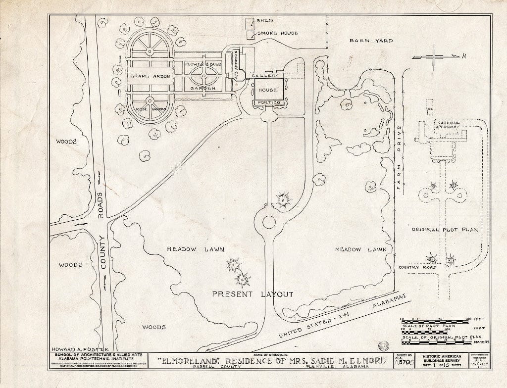 Blueprint HABS ALA,57-GLENV,1- (Sheet 1 of 15) - Elmoreland, U.S. Highway 241, Glenville, Russell County, AL