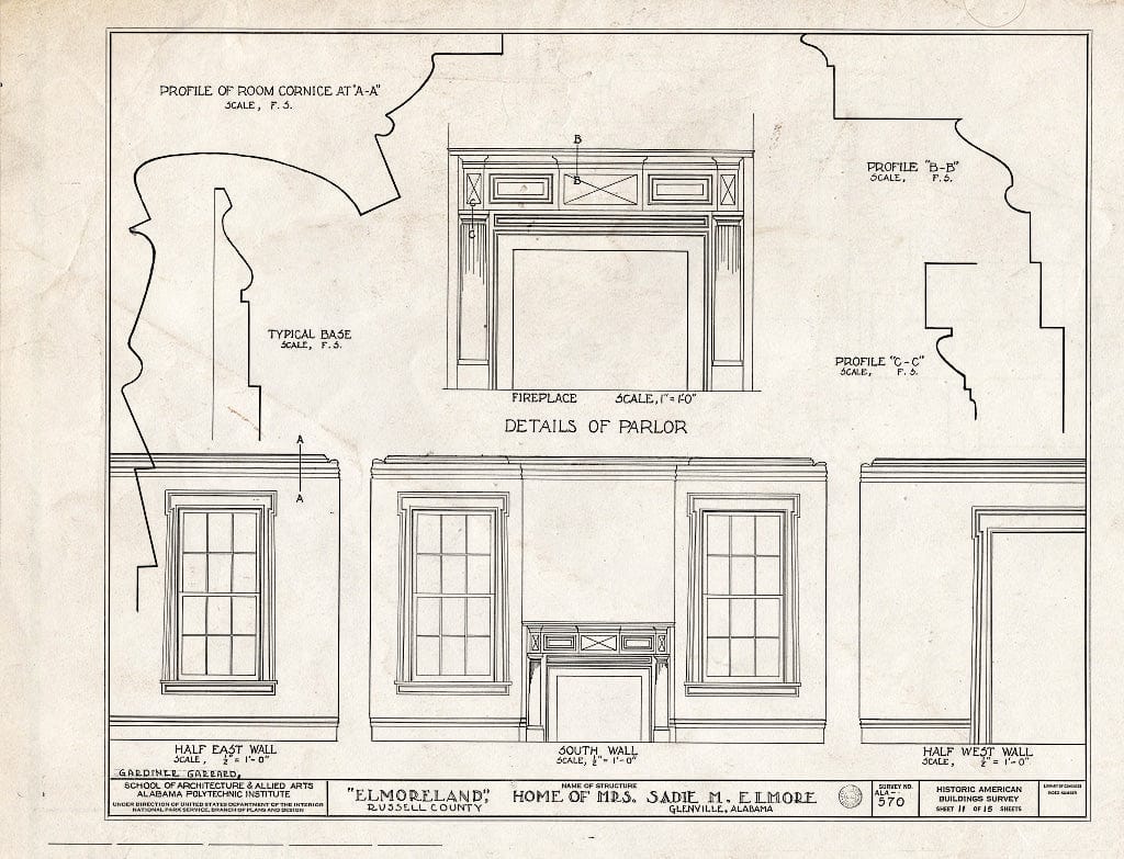 Blueprint HABS ALA,57-GLENV,1- (Sheet 11 of 15) - Elmoreland, U.S. Highway 241, Glenville, Russell County, AL