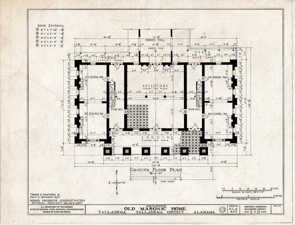 Blueprint HABS ALA,61-TALA,1- (Sheet 2 of 12) - East Alabama Masonic Female Institute, 205 East South Street, Talladega, Talladega County, AL