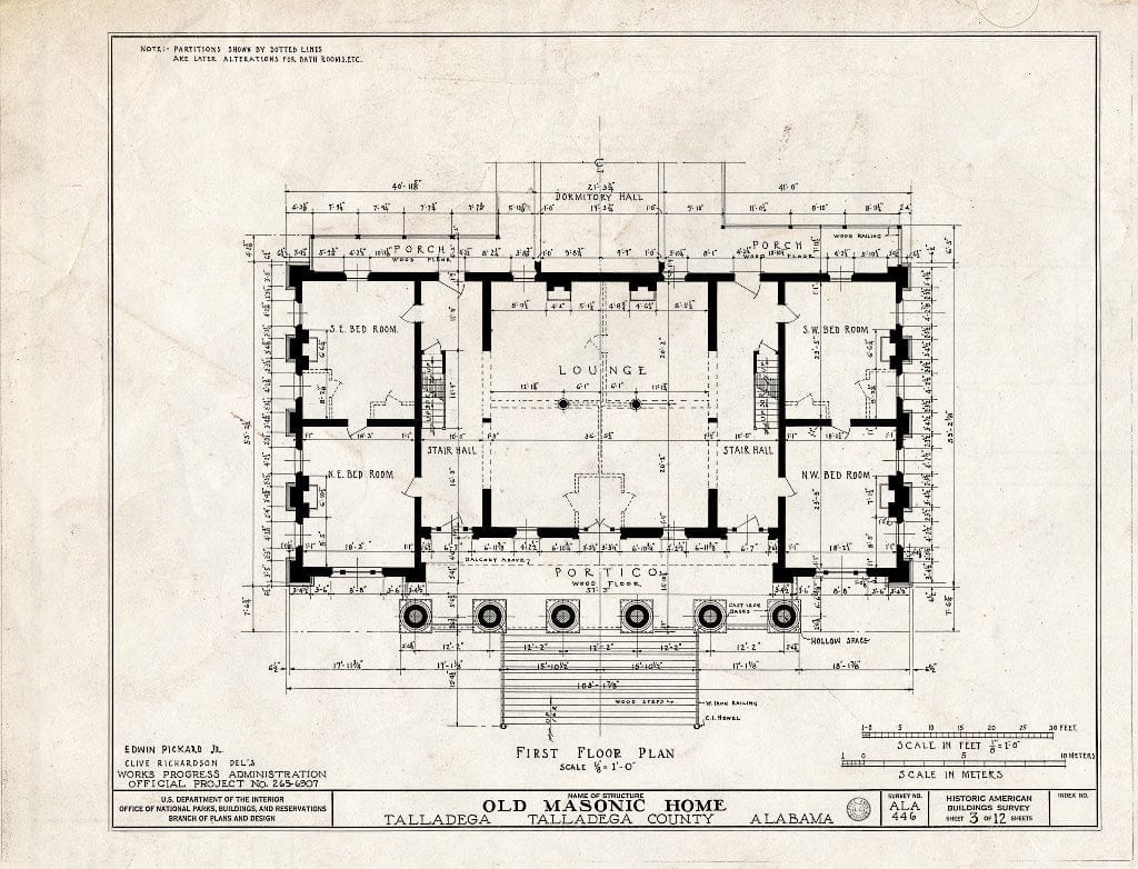 Blueprint HABS ALA,61-TALA,1- (Sheet 3 of 12) - East Alabama Masonic Female Institute, 205 East South Street, Talladega, Talladega County, AL