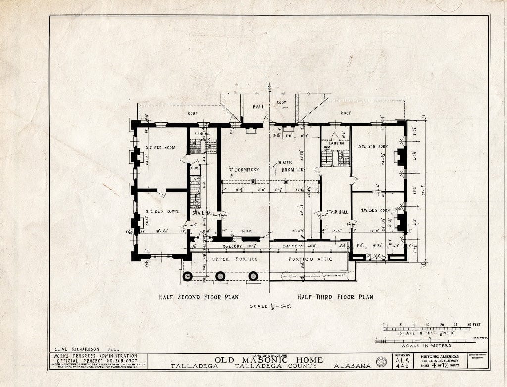 Blueprint HABS ALA,61-TALA,1- (Sheet 4 of 12) - East Alabama Masonic Female Institute, 205 East South Street, Talladega, Talladega County, AL