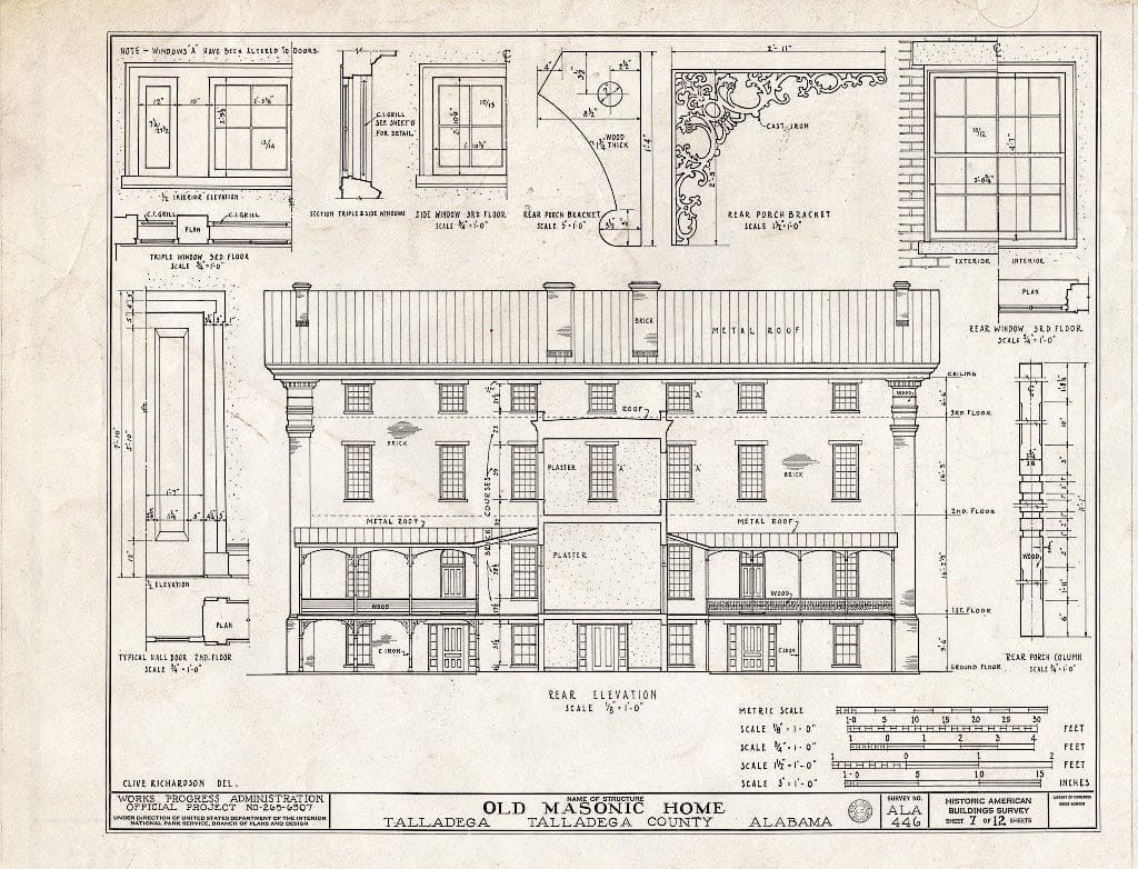 Blueprint HABS ALA,61-TALA,1- (Sheet 7 of 12) - East Alabama Masonic Female Institute, 205 East South Street, Talladega, Talladega County, AL