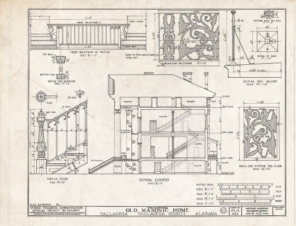 Blueprint HABS ALA,61-TALA,1- (Sheet 8 of 12) - East Alabama Masonic Female Institute, 205 East South Street, Talladega, Talladega County, AL