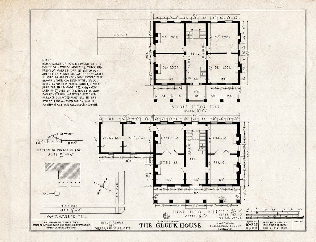 Blueprint HABS ALA,63-TUSLO,12- (Sheet 1 of 3) - Gluck House, 2021 Seventh Street, Tuscaloosa, Tuscaloosa County, AL