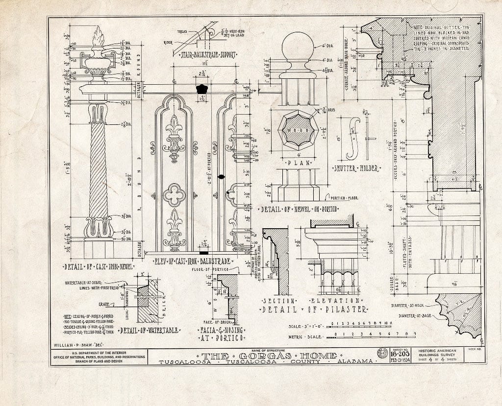 Blueprint HABS ALA,63-TUSLO,3A (Sheet 4 of 4) - University of Alabama, Josiah Gorgas House, Ninth Avenue & Capstone Drive, Tuscaloosa, Tuscaloosa County, AL