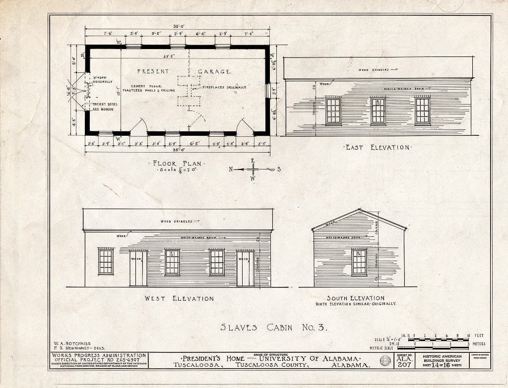 Blueprint HABS ALA,63-TUSLO,3B- (Sheet 14 of 16) - University of Alabama, President's House, University Boulevard, Tuscaloosa, Tuscaloosa County, AL