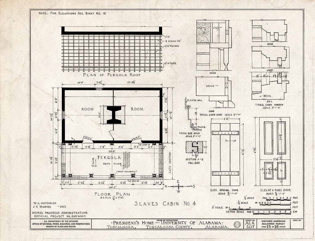 Blueprint HABS ALA,63-TUSLO,3B- (Sheet 15 of 16) - University of Alabama, President's House, University Boulevard, Tuscaloosa, Tuscaloosa County, AL
