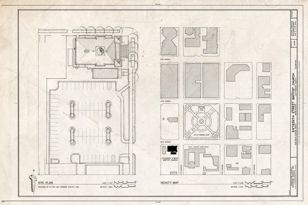 Blueprint HABS ALA,37-BIRM,33- (Sheet 2 of 16) - Sixteenth Street Baptist Church, 1530 Sixth Avenue North, Birmingham, Jefferson County, AL