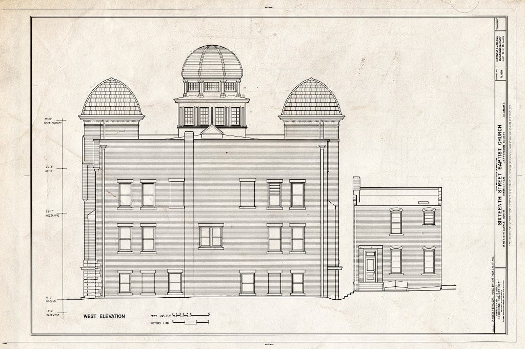 Blueprint HABS ALA,37-BIRM,33- (Sheet 10 of 16) - Sixteenth Street Baptist Church, 1530 Sixth Avenue North, Birmingham, Jefferson County, AL
