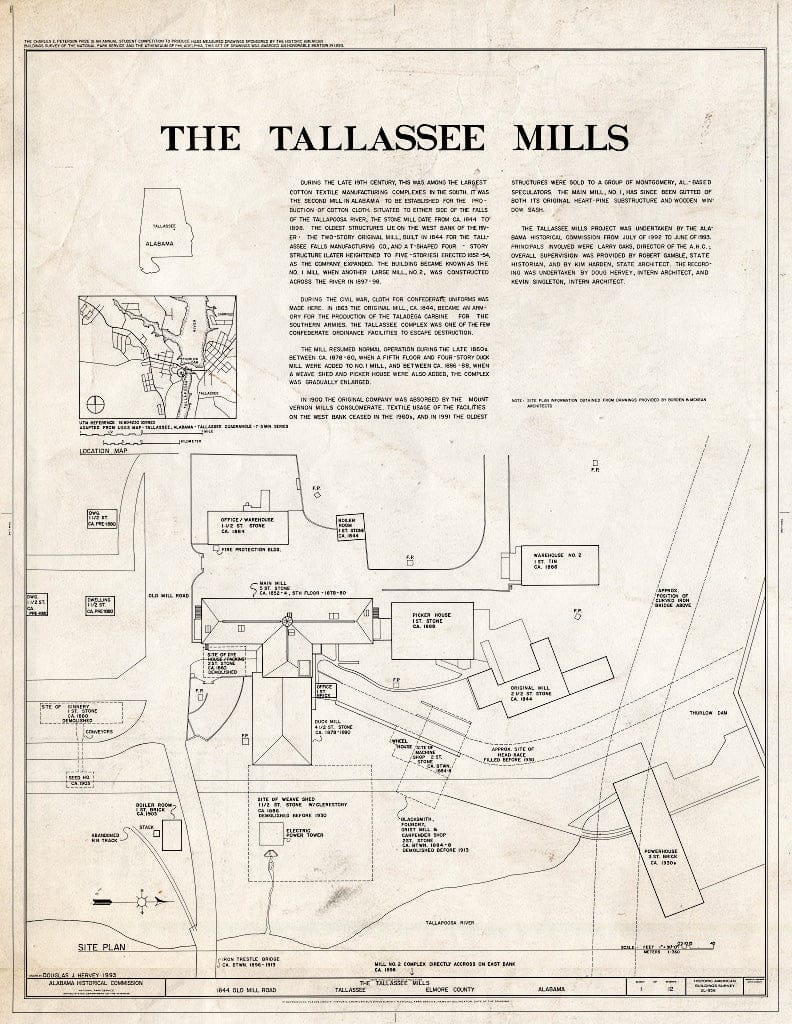 Blueprint HABS ALA,26-TALA,1- (Sheet 1 of 12) - Tallassee Mills, 1844 Old Mill Road, Tallassee, Elmore County, AL