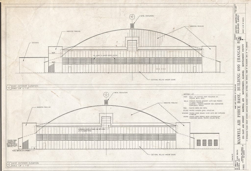 Blueprint HABS ALA,51-Mont,1B- (Sheet 5 of 8) - Maxwell Air Force Base, Building No. 690, 255 East Ash Street, Montgomery, Montgomery County, AL