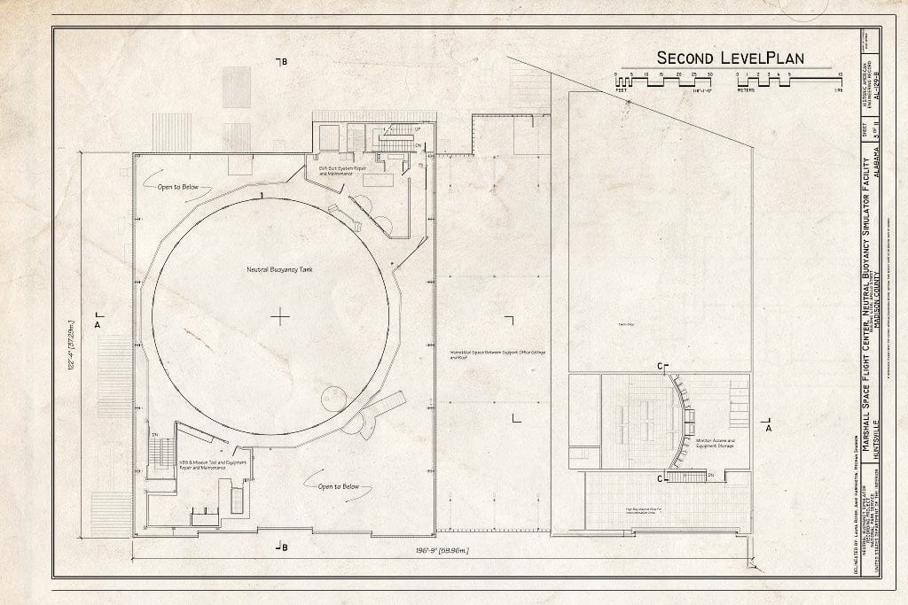Blueprint Second Level Plan - Marshall Space Flight Center, Neutral Buoyancy Simulator Facility, Rideout Road, Huntsville, Madison County, AL