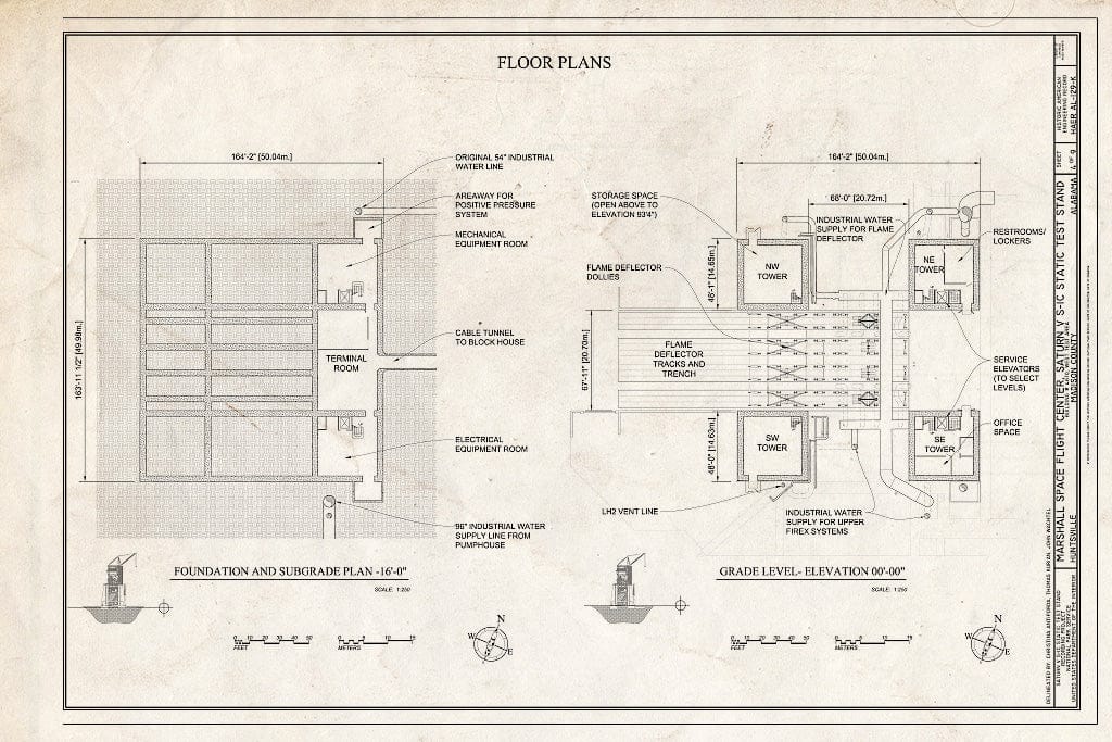 Blueprint Foundation and Subgrade Plan and Grade Level Plan - Marshall Space Flight Center, Saturn V S-IC Static Test Facility, West Test Area, Huntsville, Madison County, AL