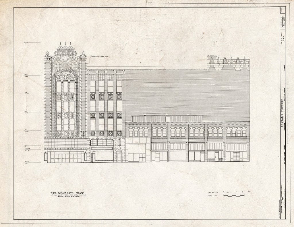 Blueprint HABS ALA,37-BIRM,37- (Sheet 2 of 9) - Alabama Theatre, 1811 Third Avenue North, Birmingham, Jefferson County, AL