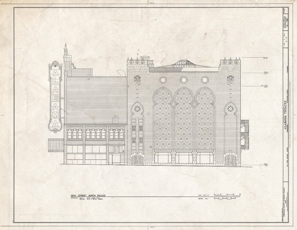 Blueprint HABS ALA,37-BIRM,37- (Sheet 3 of 9) - Alabama Theatre, 1811 Third Avenue North, Birmingham, Jefferson County, AL