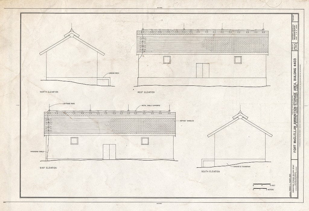 Blueprint HABS AL-988-A (Sheet 1 of 2) - Fort McClellan Ammunition Storage Area, Building No. 4403, Second Avenue (Magazine Road), Anniston, Calhoun County, AL