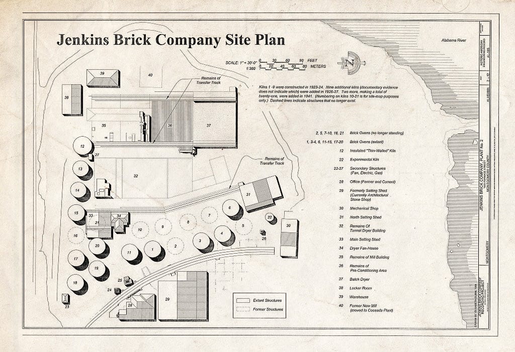Blueprint Site Plan - Jenkins Brick Company, Plant No. 2, Furnace Street, Montgomery, Montgomery County, AL