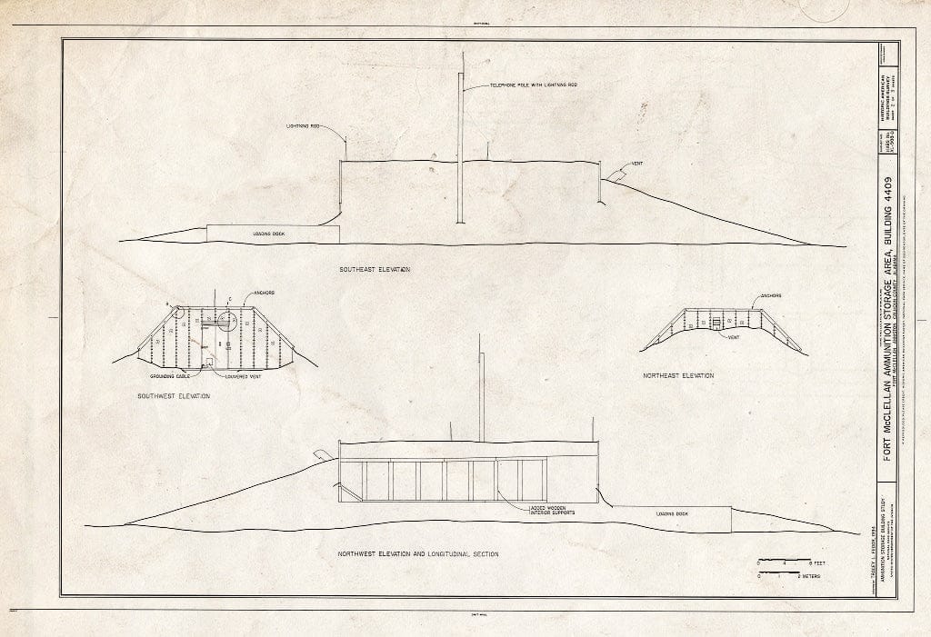 Blueprint HABS AL-988-D (Sheet 2 of 3) - Fort McClellan Ammunition Storage Area, Building No. 4409, Second Avenue (Magazine Road), Anniston, Calhoun County, AL