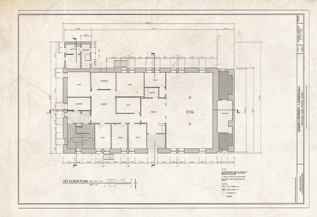 Blueprint HABS AL-993-A (Sheet 2 of 13) - Auburn University, Langdon Hall, College Street, Auburn, Lee County, AL