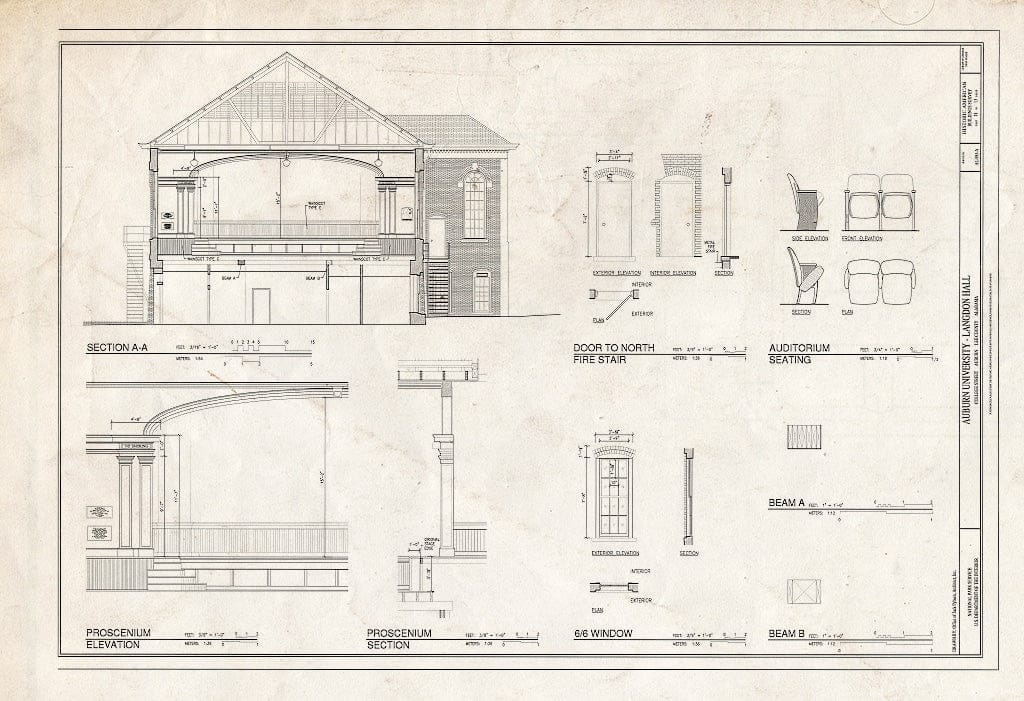 Blueprint HABS AL-993-A (Sheet 11 of 13) - Auburn University, Langdon Hall, College Street, Auburn, Lee County, AL