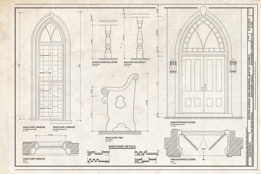 Blueprint 8. Sanctuary Details - Dexter Avenue King Memorial Baptist Church, 454 Dexter Avenue, Montgomery, Montgomery County, AL