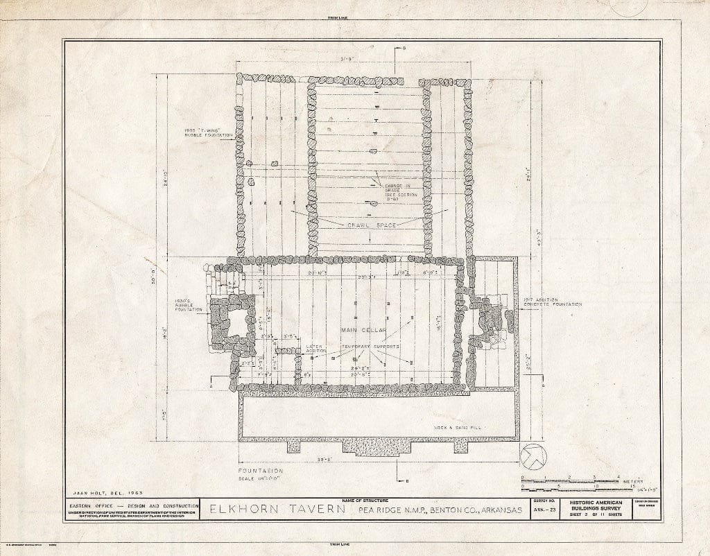 Blueprint HABS ARK,4-PEARI.V,1- (Sheet 2 of 11) - Elkhorn Tavern, Telegraph Road, Pea Ridge, Benton County, AR