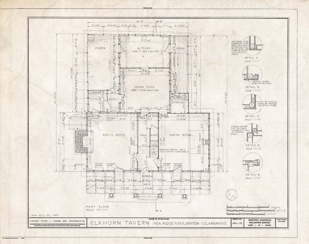 Blueprint HABS ARK,4-PEARI.V,1- (Sheet 3 of 11) - Elkhorn Tavern, Telegraph Road, Pea Ridge, Benton County, AR