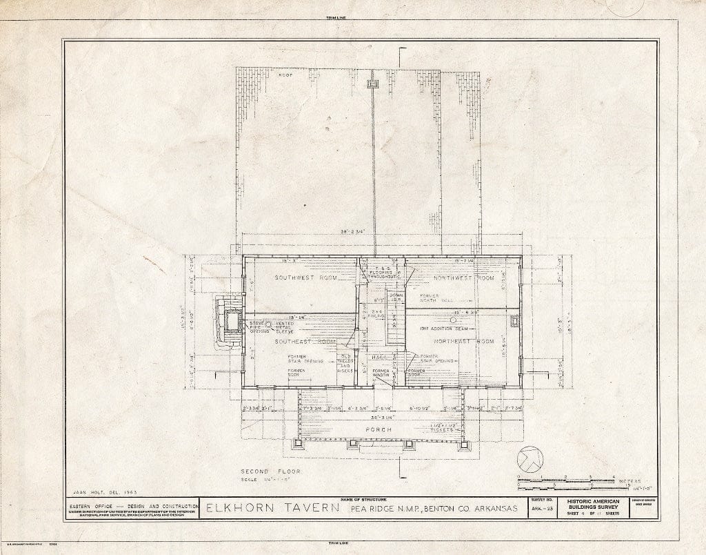Blueprint HABS ARK,4-PEARI.V,1- (Sheet 4 of 11) - Elkhorn Tavern, Telegraph Road, Pea Ridge, Benton County, AR