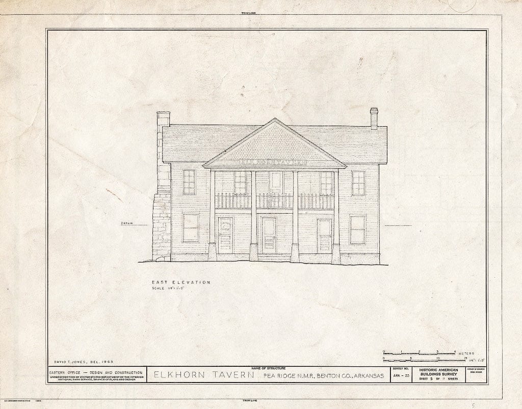 Blueprint HABS ARK,4-PEARI.V,1- (Sheet 5 of 11) - Elkhorn Tavern, Telegraph Road, Pea Ridge, Benton County, AR