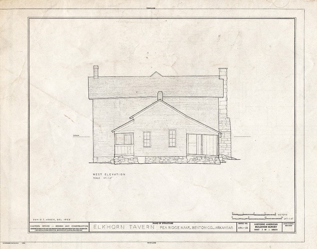 Blueprint HABS ARK,4-PEARI.V,1- (Sheet 7 of 11) - Elkhorn Tavern, Telegraph Road, Pea Ridge, Benton County, AR