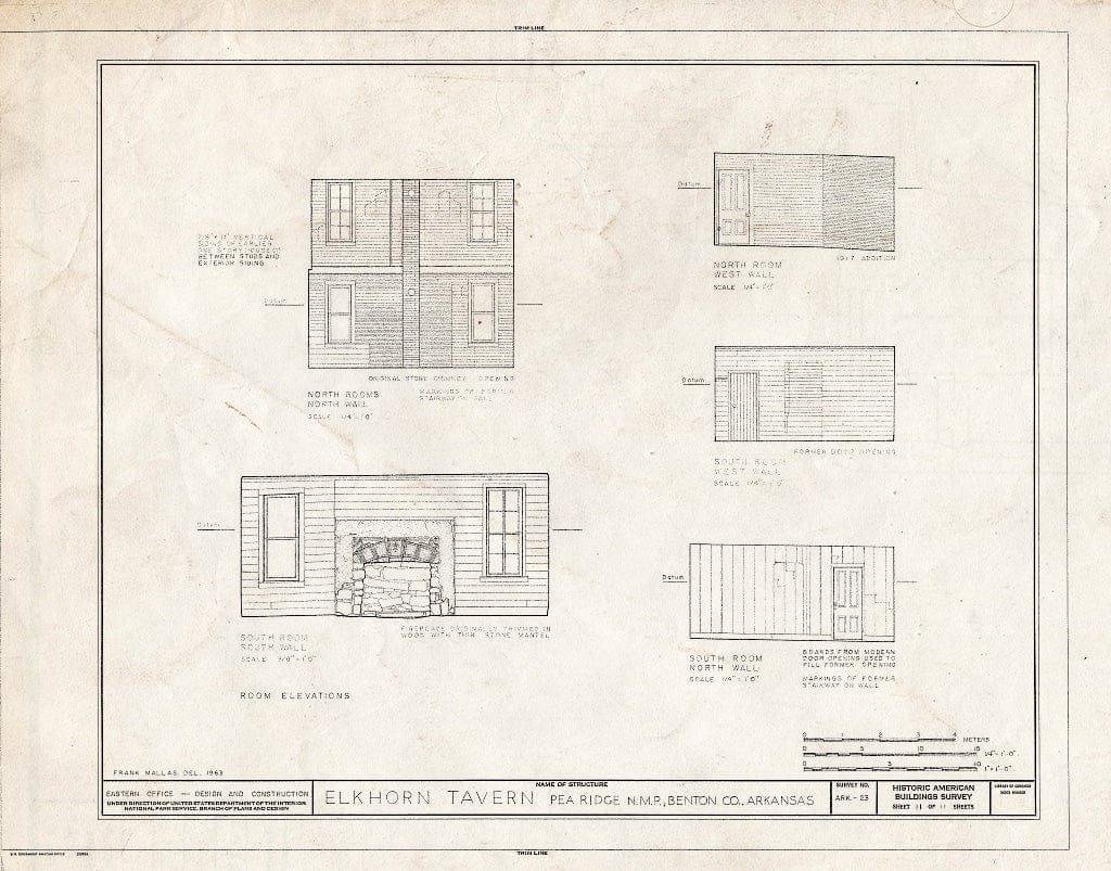 Blueprint HABS ARK,4-PEARI.V,1- (Sheet 11 of 11) - Elkhorn Tavern, Telegraph Road, Pea Ridge, Benton County, AR
