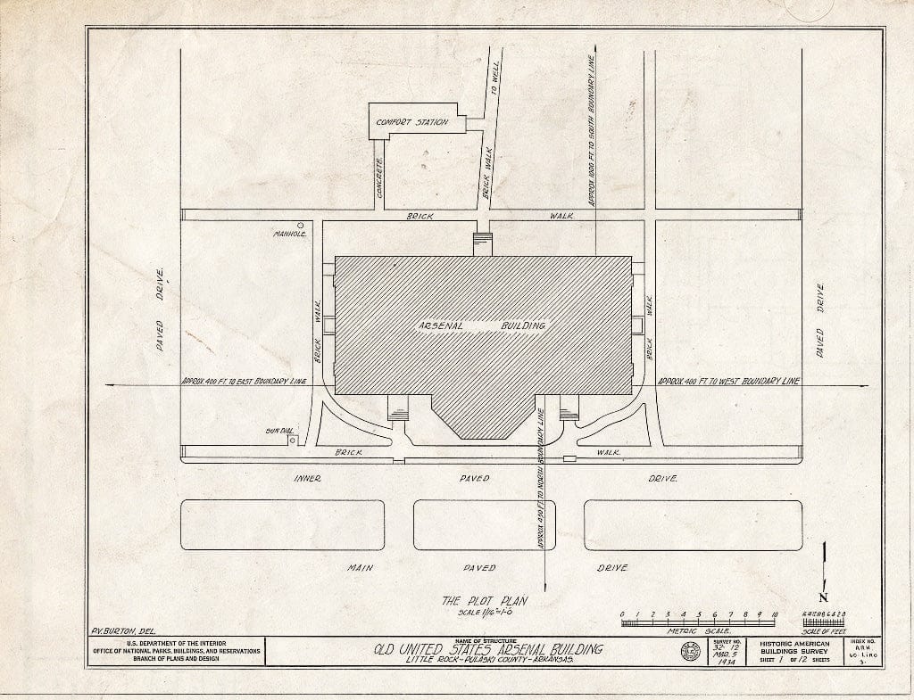 Blueprint HABS ARK,60-LIRO,3- (Sheet 1 of 12) - U.S. Arsenal Building, City Park, Little Rock, Pulaski County, AR