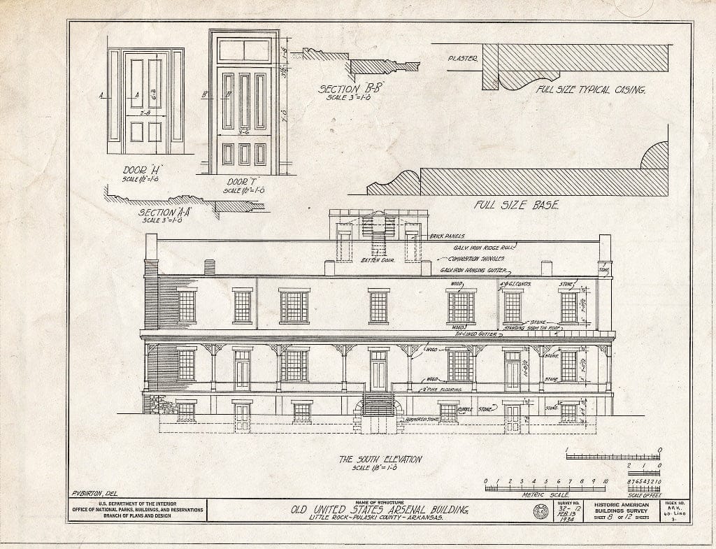 Blueprint HABS ARK,60-LIRO,3- (Sheet 8 of 12) - U.S. Arsenal Building, City Park, Little Rock, Pulaski County, AR